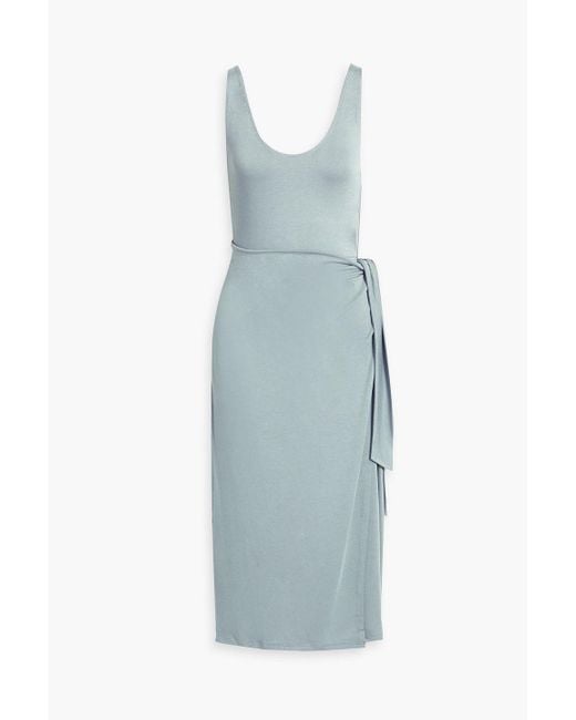 Vince Blue Wrap-effect Jersey Midi Dress