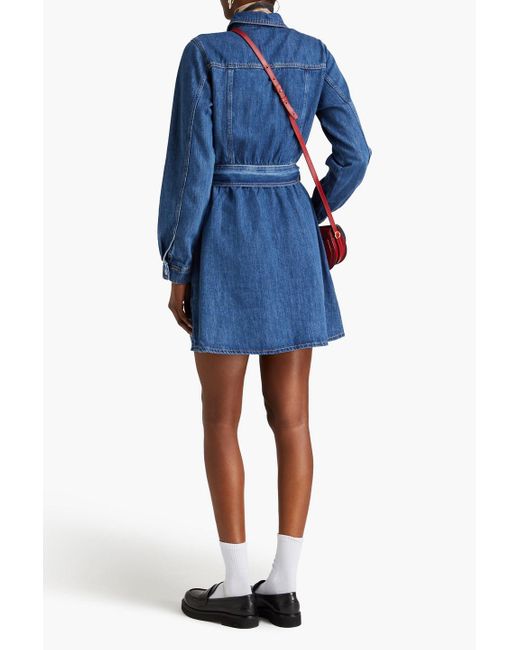 Claudie Pierlot Blue Raft Denim Mini Shirt Dress