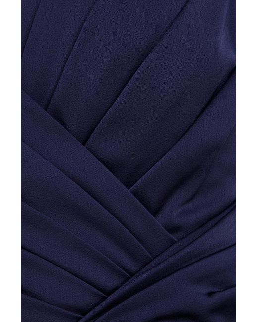 THEIA Blue Robe aus satin mit falten und rüschen