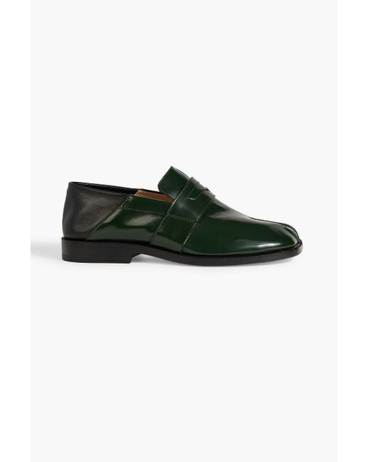 Maison Margiela Green Tabi Smooth And Glossed-leather Collapsible-heel Loafers