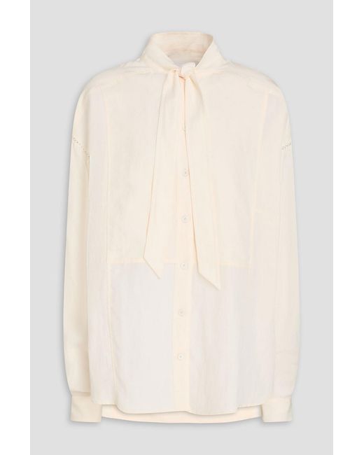 3.1 Phillip Lim Natural Pussy-Bow Lyocell-Blend Blouse
