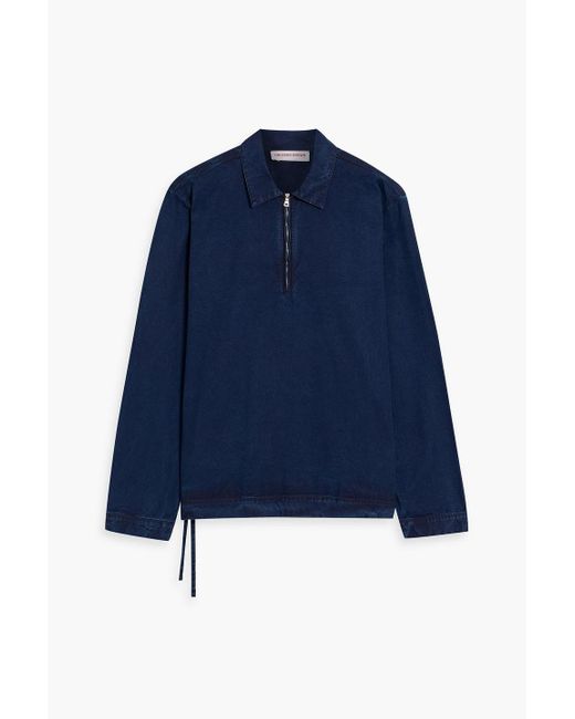 Orlebar Brown Blue Oglio Denim Half-Zip Shirt for men