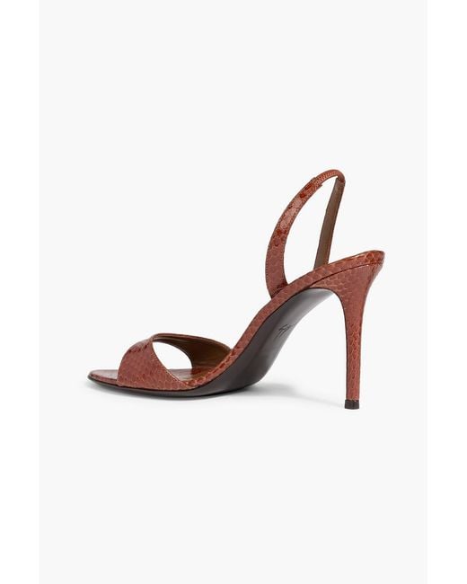 Giuseppe Zanotti Metallic Lilibeth 90 Snake-Effect Leather Slingback Sandals