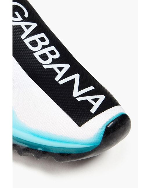 Dolce & Gabbana Blue Logo-print Mesh Slip-on Sneakers