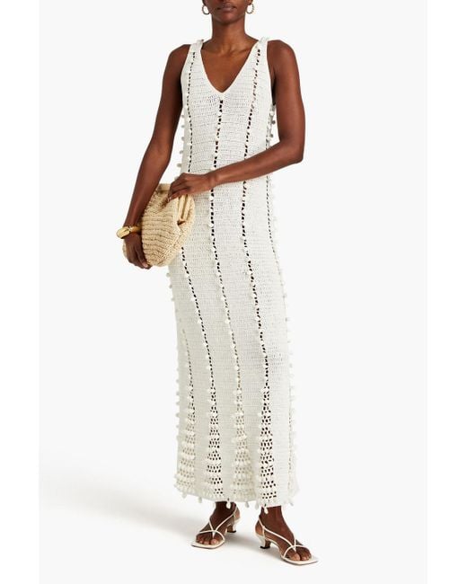 REMAIN Birger Christensen White Crochet-knit Cotton-blend Maxi Dress