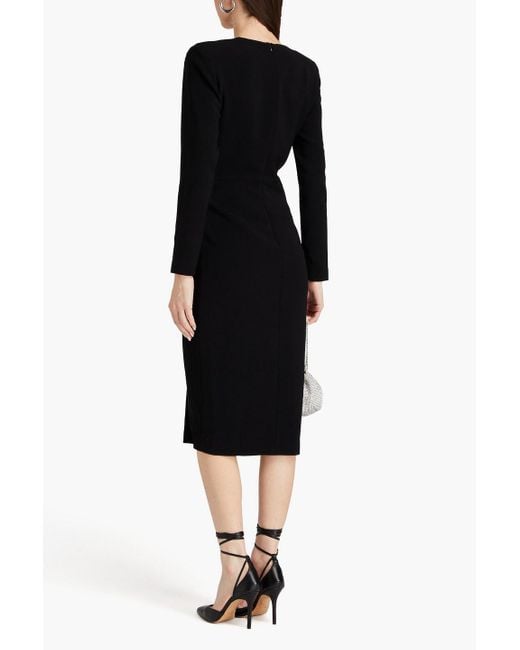 IRO Black Wrap-effect Crepe Midi Dress