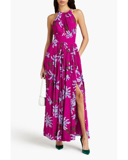 Diane von Furstenberg Pink Ziva Floral-print Crepe De Chine Maxi Dress