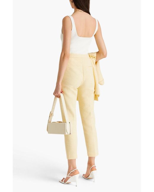 Rebecca Vallance Natural Claire Bouclé-tweed Tapered Pants