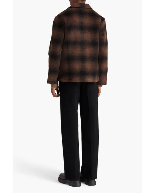 Officine Generale Brown Harrison Checked Wool-Blend Overshirt for men