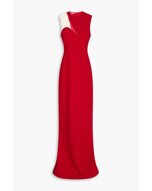 Stella McCartney Red Tulle-paneled Twill Gown