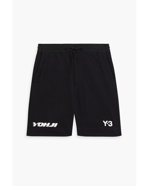 Y-3 Black Logo-print French Cotton-terry Drawstring Shorts for men