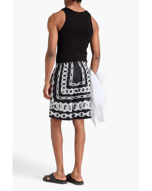 Versace Black Printed Silk-twill Shorts for men