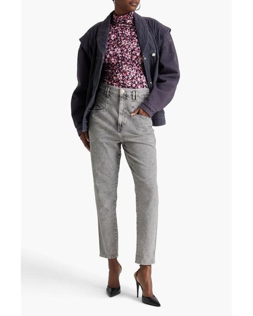 Isabel Marant Gray Padeloisa Acid-Wash High-Rise Tapered Jeans