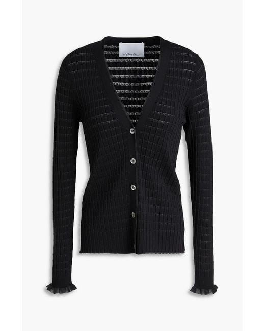 3.1 Phillip Lim Black Ribbed-Knit Cardigan