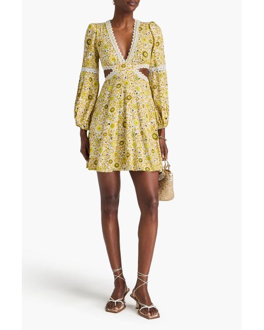 Diane von Furstenberg Yellow Kimmie minikleid aus twill mit print und cut-outs