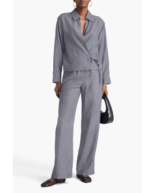 Vince Blue Chambray Wrap Top