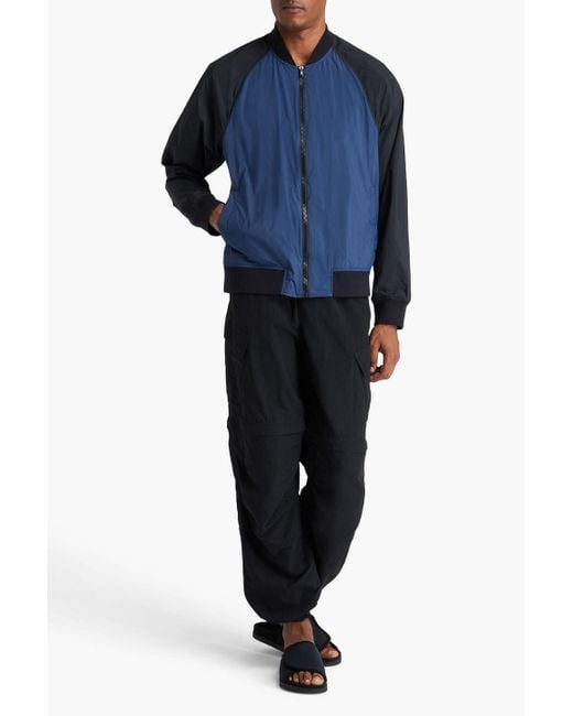 James Perse Blue Two-Tone Shell Bomber Jacket for men