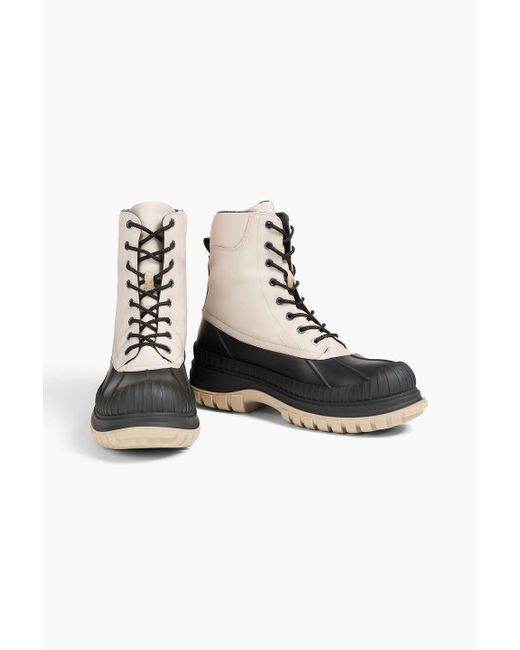 Ganni White Woven And Rubber Hiking Boots
