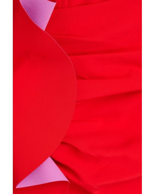 Jonathan Simkhai Red Adina trägerloses minikleid aus crêpe mit drapierung