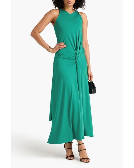Victoria Beckham Green Draped Stretch-Jersey Maxi Dress