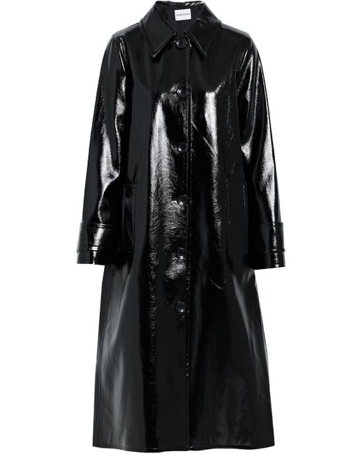 Stand Studio Mette Faux Patent-leather Coat in Black | Lyst