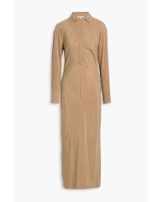 Veronica Beard Natural Liberty Washed Cupro-blend Maxi Shirt Dress