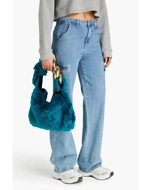 J.W. Anderson Blue Chain-embellished Faux Fur Shoulder Bag