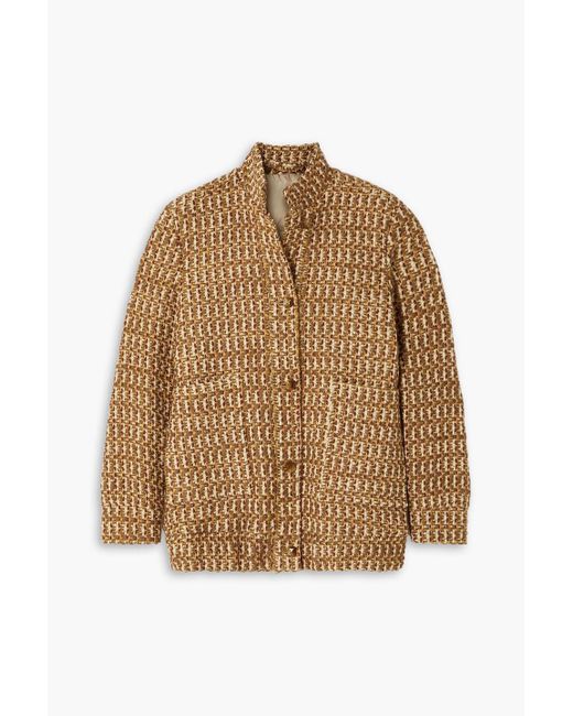 Giuliva Heritage Brown Diana Checked Wool-blend Tweed Jacket