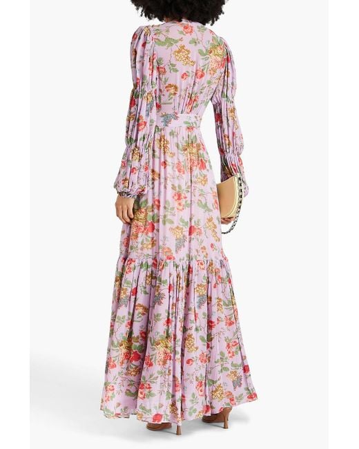 byTiMo Red Floral-print Georgette Maxi Dress