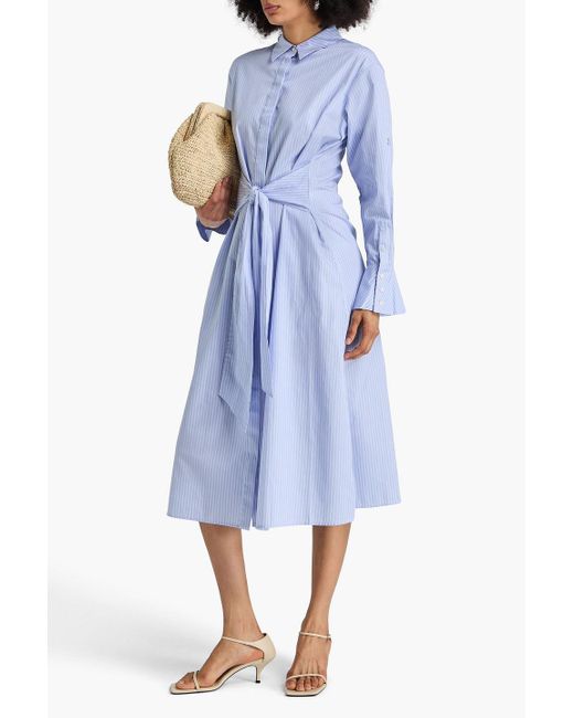 Jonathan Simkhai Blue Augustina Striped Cotton-Poplin Midi Shirt Dress