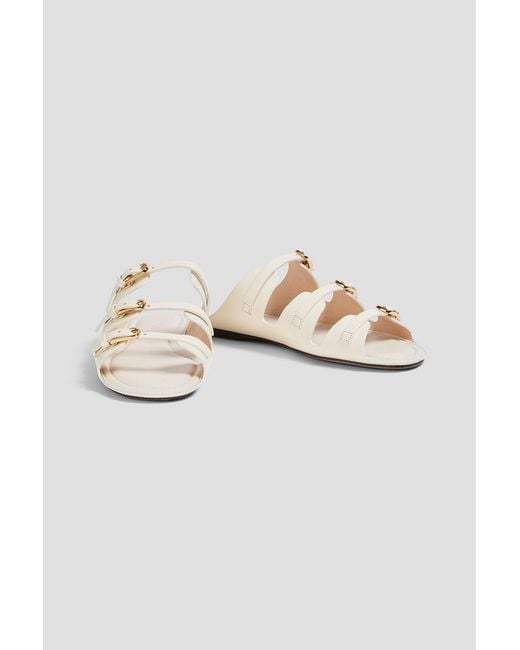 Sandro White Buckled Leather Sandals