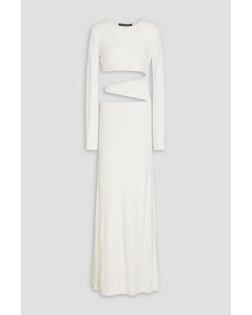 Zeynep Arcay White Cutout Crepe Maxi Dress