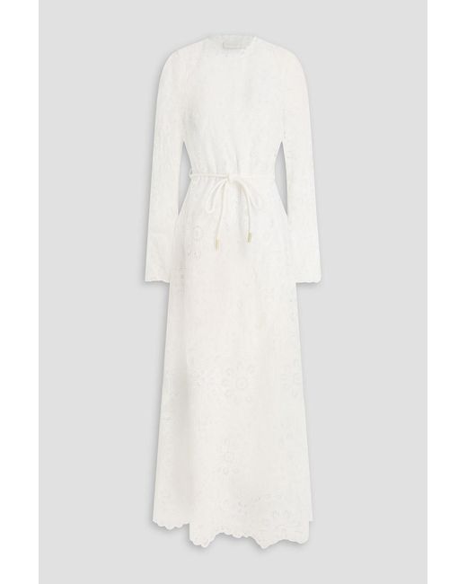 Zimmermann White Broderie Anglaise Cotton Maxi Dress