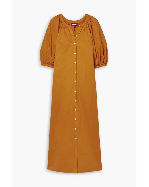 Staud Orange Vincent hemdkleid in midilänge aus popeline aus einer baumwollmischung