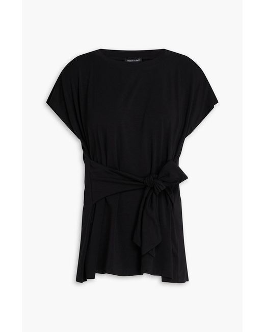 Eileen Fisher Black Knotted Tencel Lyocell-Blend Jersey Top