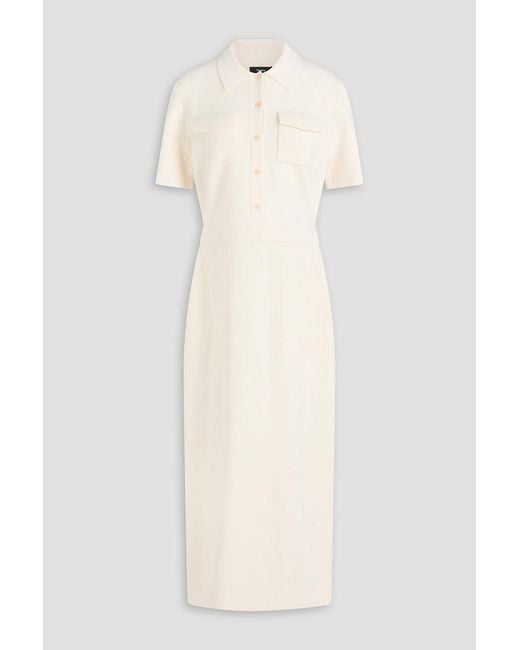 Theory White Merino Wool-Blend And Crepe Midi Dress