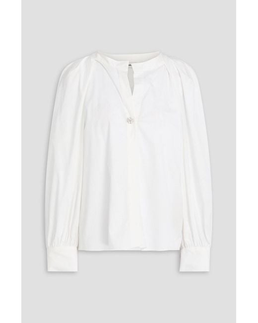 Sandro White Pleated Cotton-Blend Shirt