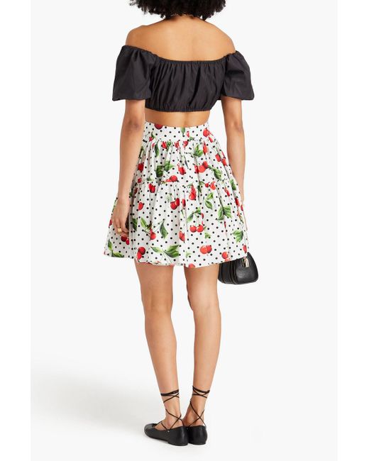 Dolce & Gabbana White Printed Cotton-poplin Mini Skirt