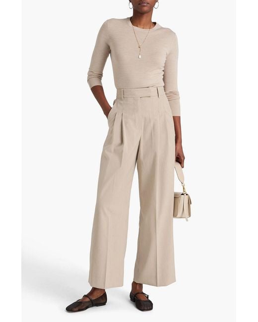 By Malene Birger Natural Cymbaria Pleated Crepe Wide-Leg Pants