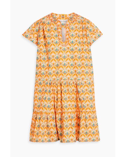 Saloni Yellow Ashley Printed Cotton-Poplin Mini Dress