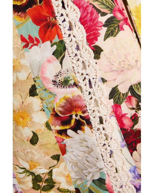 Zimmermann White Floral-print Linen Midi Skirt