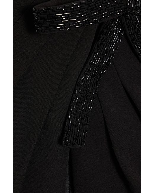 Marchesa Black Robe aus stretch-crêpe mit schleife und cut-outs