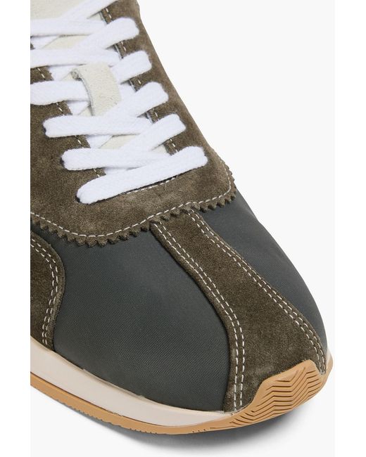 Thom Browne Green Suede And Shell Sneakers for men
