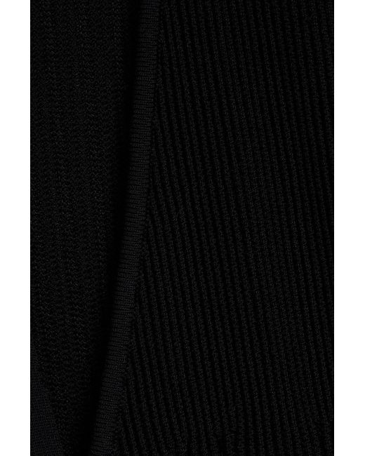 Hervé Léger Black Lyla Ribbed-knit Midi Dress