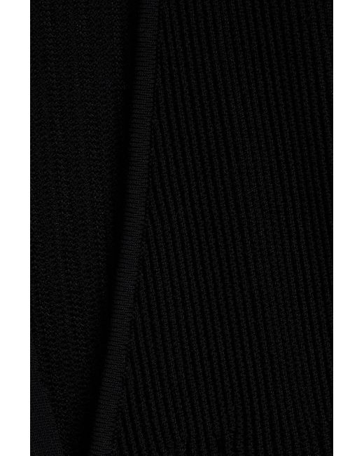 Hervé Léger Black Lyla Ribbed-knit Midi Dress