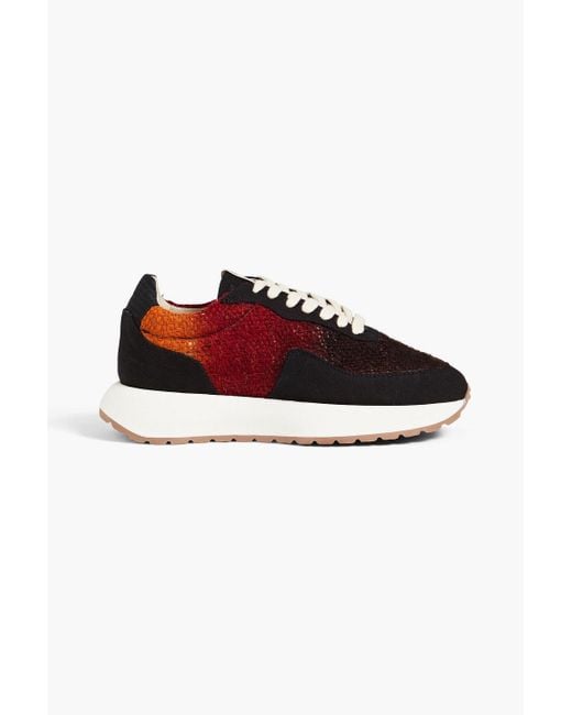 Goodnews Red Kook Tweed, Ripstop And Twill Sneakers