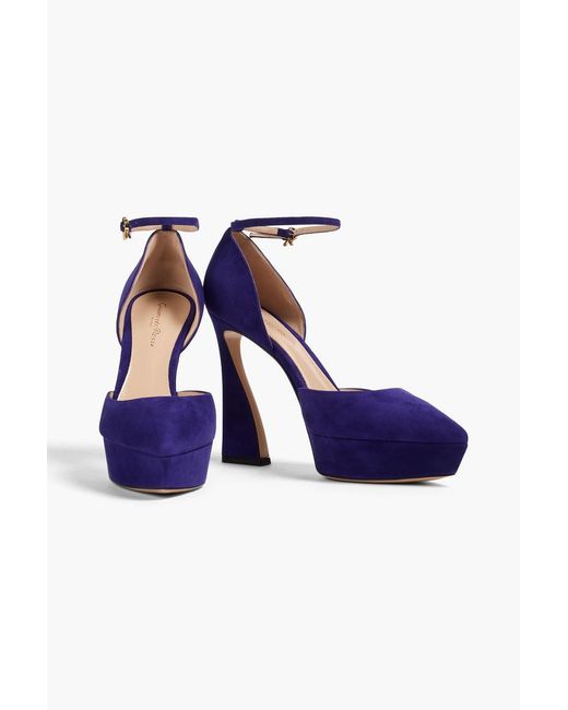 Gianvito Rossi Blue Vertigo Suede Platform Pumps