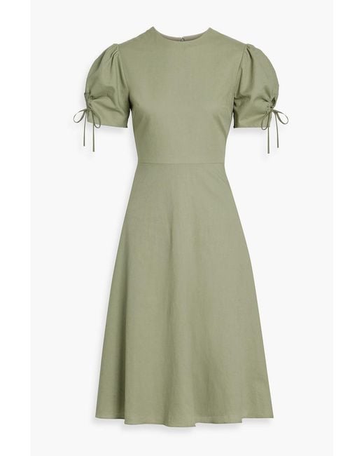 mikael aghal green dress Mikael Aghal Cotton And Linen-Blend Dress in Green