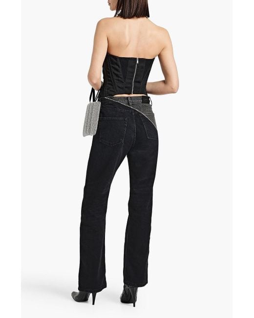 EB DENIM Black Gemini Zip-embellished High-rise Straight-leg Jeans