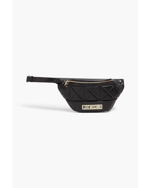 Love Moschino Black Quilted Faux Leather Belt Bag